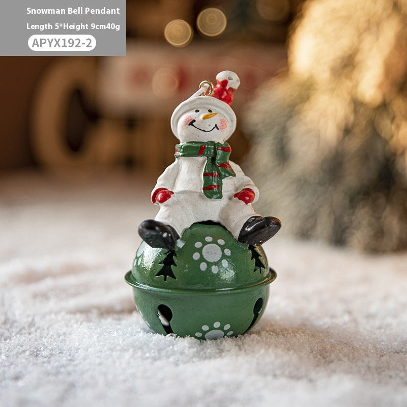 Christmas Iron Bell Pendant Set - Snowman, Elk & Santa Decorations