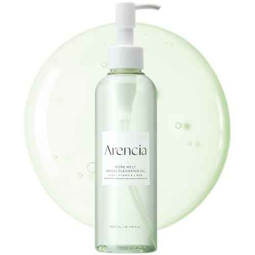 ARENCIA Pore Melt Mochi Makeup-Removing Cleansing Oil, Non-Comedogenic, Rice Amino Acids HD, Vitamin E, Cica, & Ceramide, 6.76 fl oz