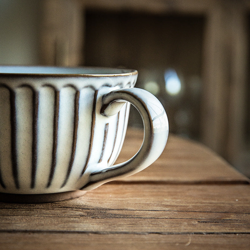 American Style Porcelain Coffee Mug - Embossed Breakfast Cup 30-400ml