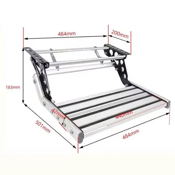 Manual RV Step with Anti-Slip Pedals Aluminum Alloy Durable Portable