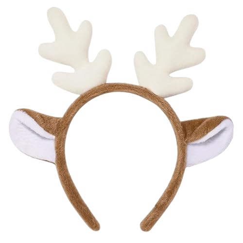 Christmas Headband for Women, Christmas Reindeer Antlers Headband Hair Hoop, Plush Reindeer Antler Headband, Christmas Headbands for Dress Accessories, Christmas Party Supplies, Cosplay Costume