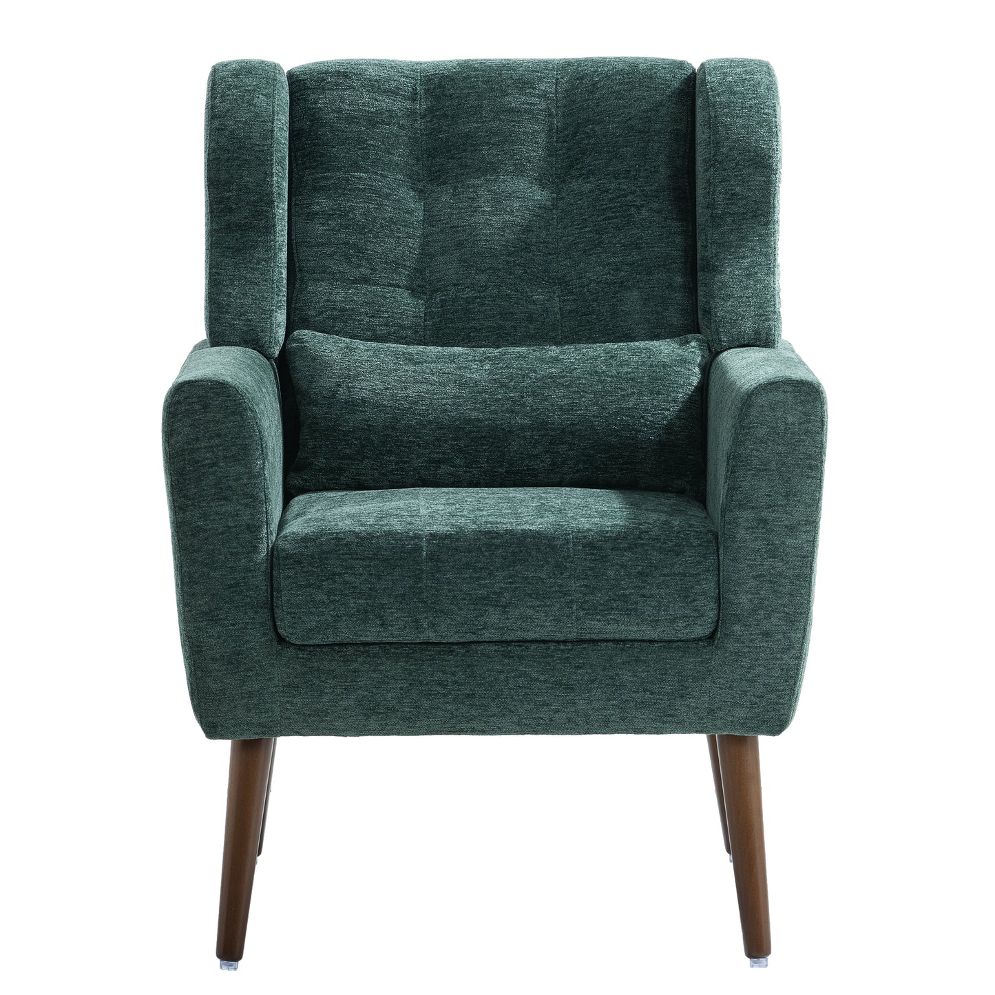 Modern Chenille Accent Chair with Pillow - Blackish Green