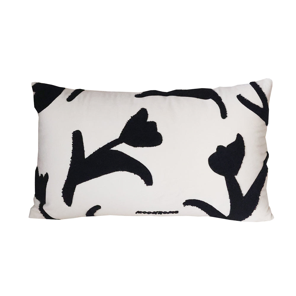 Versatile Hand-Painted Embroidered Sofa Pillowcase Set - Black & White, 30x50cm or 45x45cm