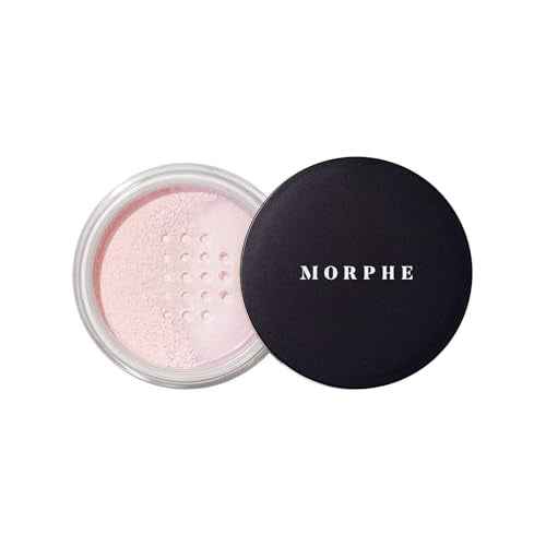 Morphe Bake & Set Setting Powder - Lightweight, Talc-Free Finishing Powder for Face Makeup with a Soft, Natural Finish - Minimizes Shine for Up to 24HR - Brightening Pink (0.31 oz)