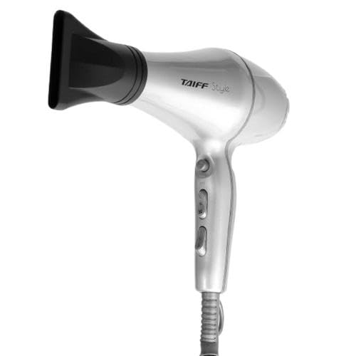 Taiff Style Hair Dryer IonSense Silver – 125V, Fast Drying, Frizz-Reducing Ionic-Ceramic, 1875W, Lightweight Blow Dryer with Diffuser for Curly Hair, Professional Performance (Silver)