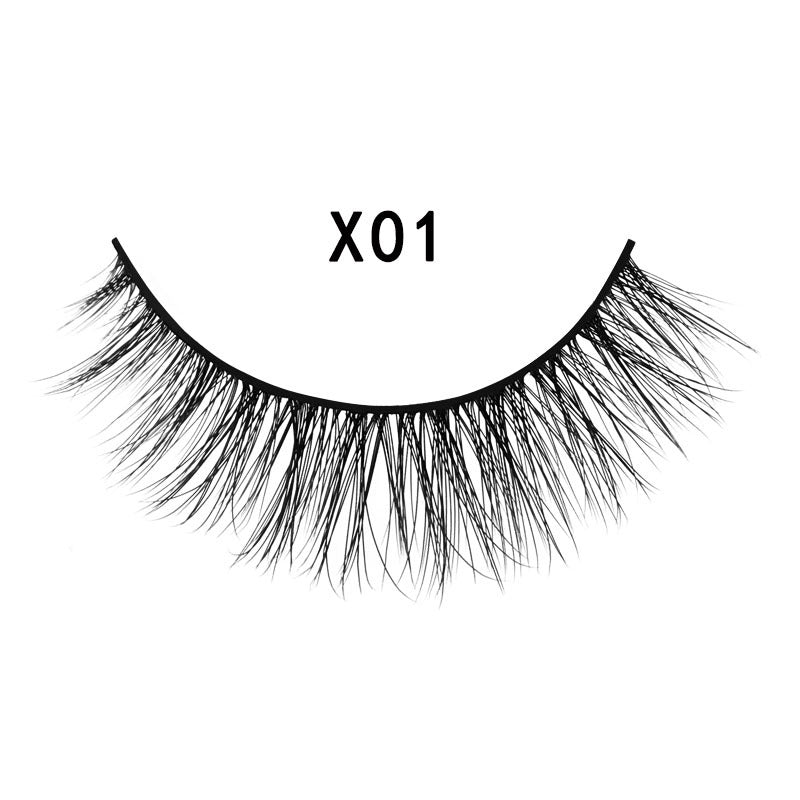 3D Mink Hair False Eyelashes 3 Pairs - Natural Cross Style, Handmade