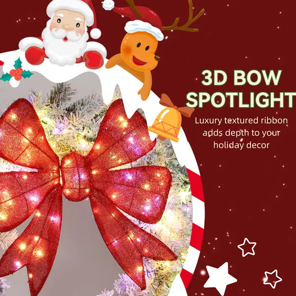 60-Inch Snow-Flocked Christmas Wreath with LED Lights