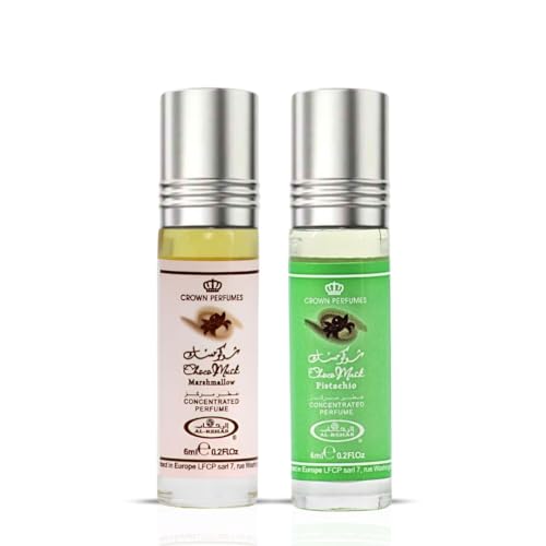 Al-Rehab Choco Musk Marshmallow & Pistachio 6ml (0.2 oz) | Sweet Gourmand Fragrance | Chocolate, Vanilla, Fruity & Nutty Scents | Long-Lasting Roll-On Fragrance Oils (Bundle)