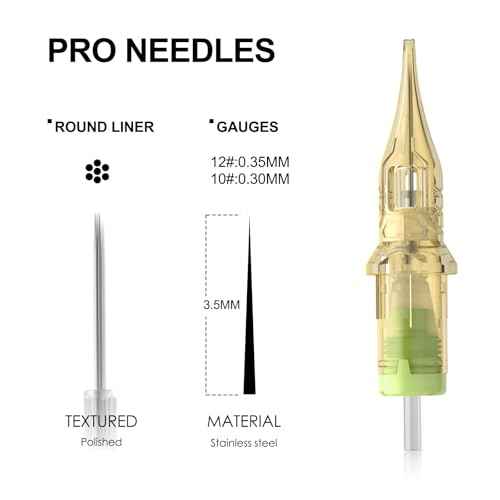 20 PCS Tattoo Needles, Tattoo Cartridge Needles, with Membrane Standard 3RL 5RL 7RL 9RL Pro Disposable Tattoo Needles, Round Liner Shader Magnum for Tattoo Machine Supplies (1207RL)
