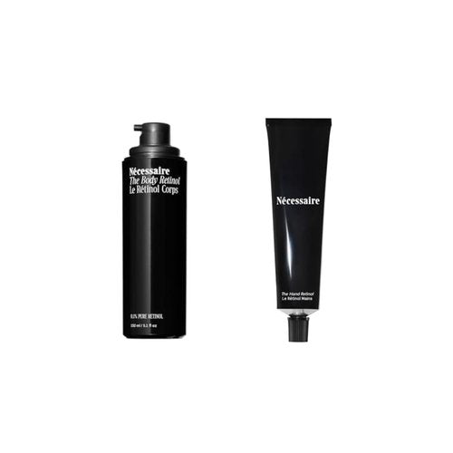 Nécessaire The Retinol Duo – Body + Hand Retinol Set for Crepiness, Wrinkles & Uneven Tone – Fragrance-Free, Fast-Absorbing Night Treatments – Dermatologist-Tested, Vegan – 2 x Targeted Serums