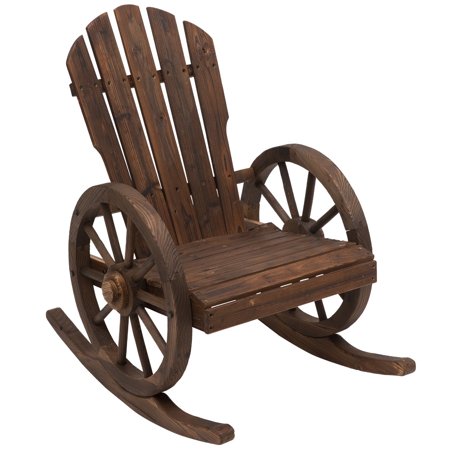 Adirondack Rocking Chair with Wagon Wheel Armrests - Carbonized