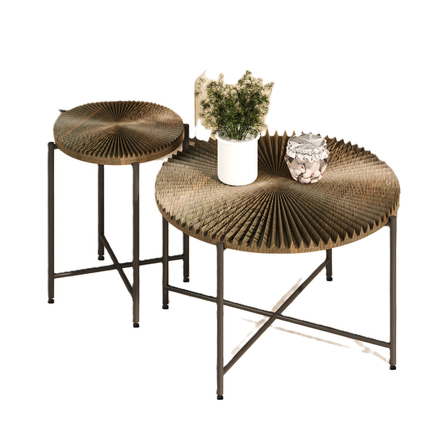 Radial Pattern 2-Piece Coffee And End Table Set -Waterproof MDF With