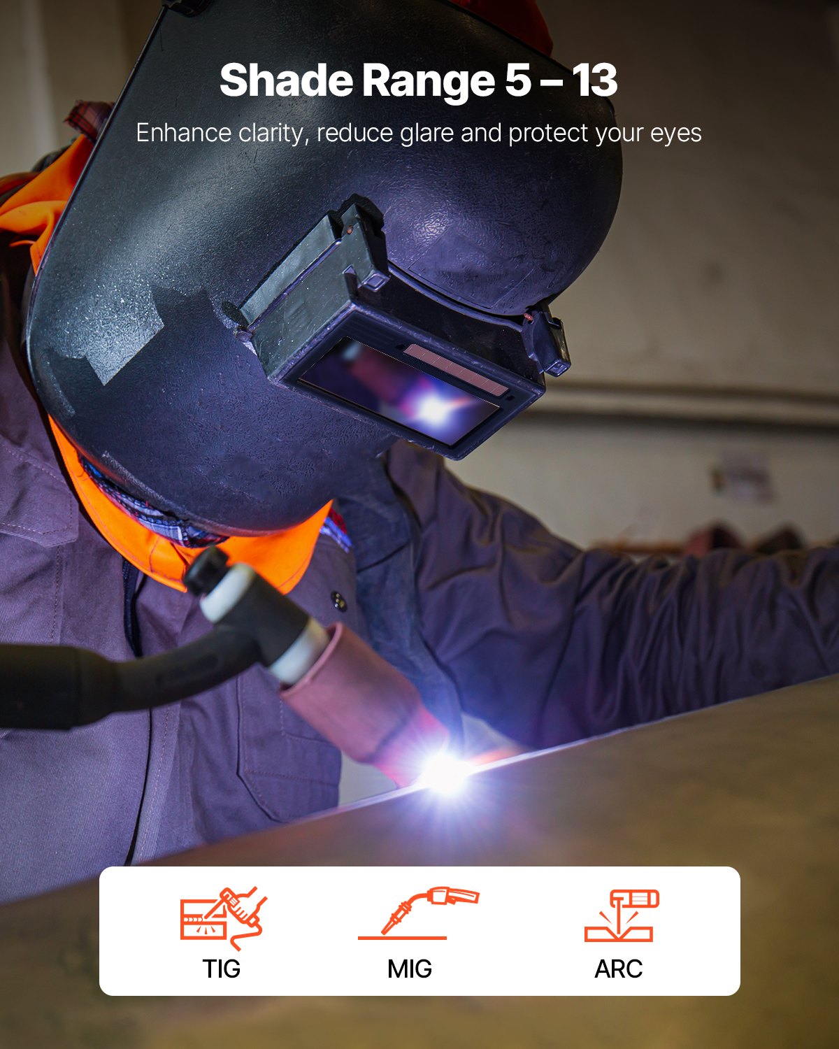 Auto Darkening Welding Lens 4.25 x 2 Inches Shade 5-13 True Color with Dual Sensors