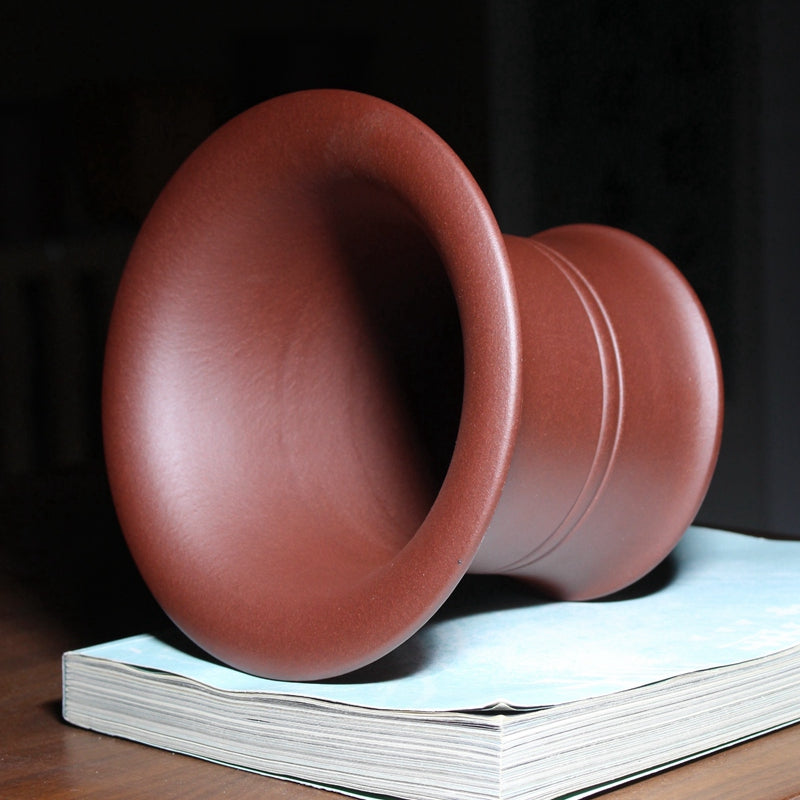 Exquisite Double-Lined Bamboo-Shaped Orchid Pot with Optional Tray - Purple Clay