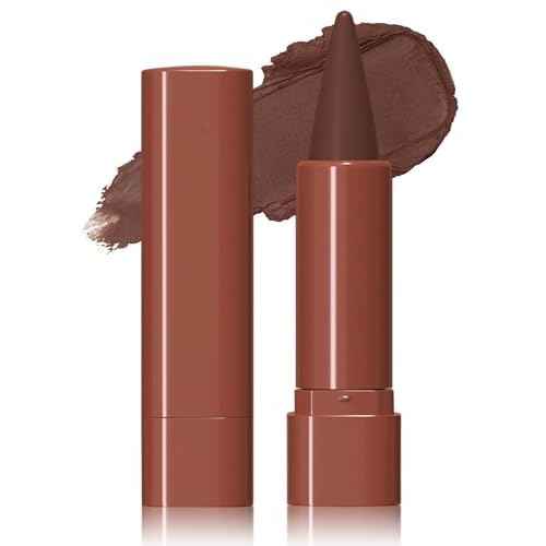 2-in-1 Lip Liner and Lipstick Lip Combo Set, Matte Nude Dark Brown Red Lip Liners, High Pigmented Long Lasting Waterproof Smudge Proof Crayon Makeup 05#