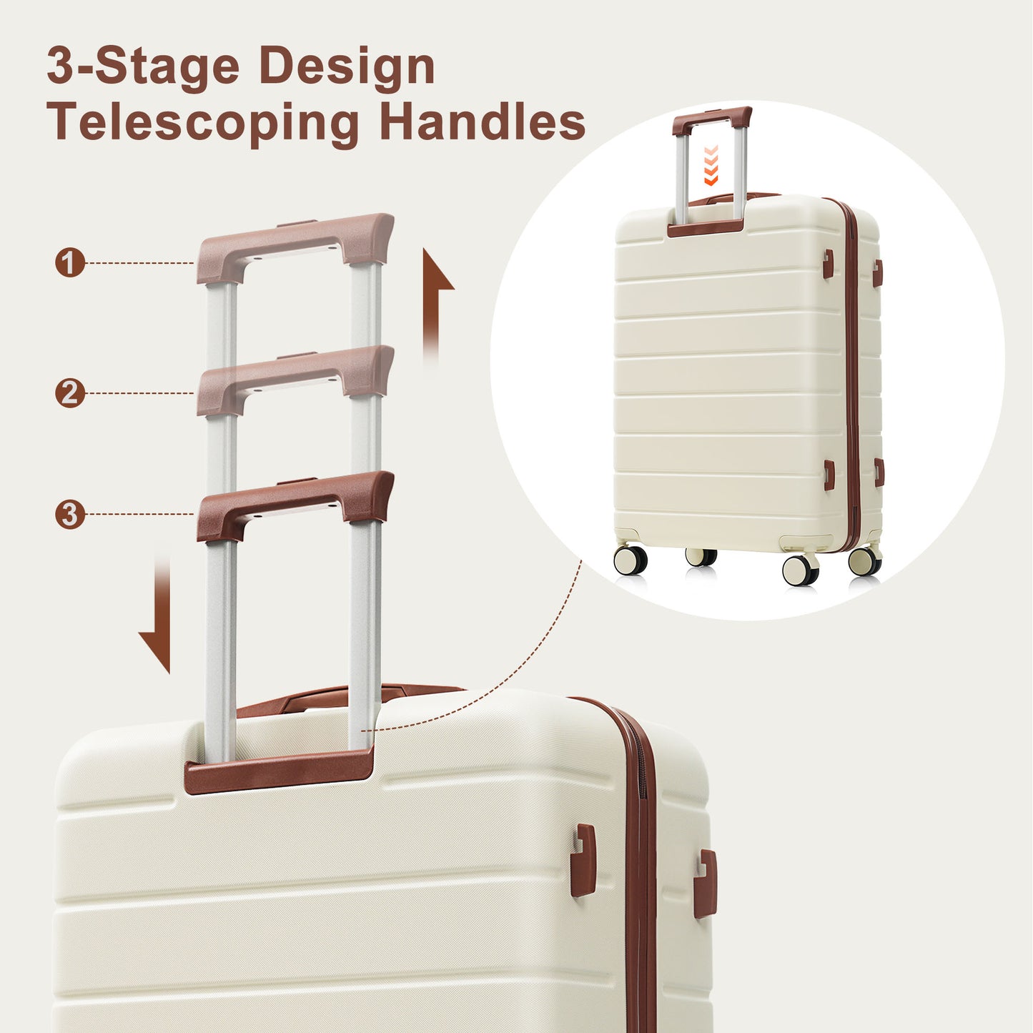 Expandable 6-Piece Hardside Luggage Set with TSA Lock - Ivory