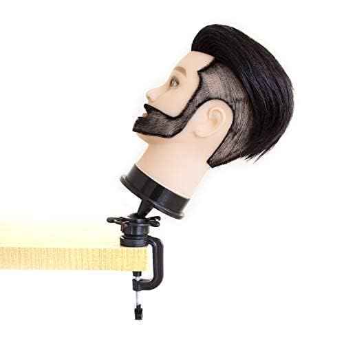 JMHAIR 12" Male Mannequin Head Human Hair styling Training Head Cosmetology Barber Mannequin Head (Brown With Beard)