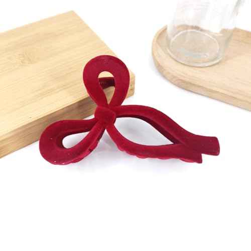 Velvet Hair Claw Clips for Women - Large Non-slip Clips for Thick and Thin Hair - Red Autumn Winter Style