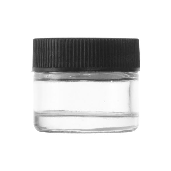 (250 Pack) 5ml Glass Screw Jars | Essential Oil, Concentrate, Lip Balm or Makeup Containers, Wax, Cosmetics | Black Lids, Black Caps | Mini Refillable Jars Great for Travel, Samples, & More