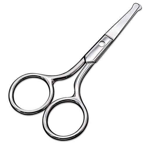Small Scissors With Round Tip Design - Professional Grooming for Hair, Eyelashes, Nose, Eyebrow Trimming, Mustache - Will Not Hurt the Nasal Cavity