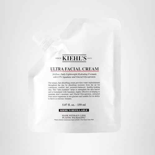 Kiehl's Ultra Facial Cream, with 4.5% Squalane to Strengthen Skin's Moisture Barrier, Skin Feels Softer and Smoother, Long-Lasting Hydration, Easy and Fast-Absorbing, All Skin Types - 5.07 fl oz