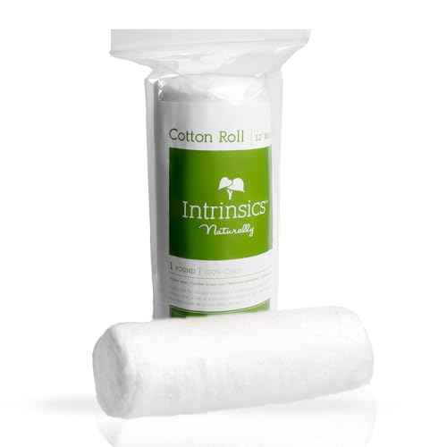 Intrinsics 100% Pure Cotton Roll ? 12¡± Wide, 1 lb Organic Spun Cotton Coil, Esthetician Supplies for Perms, Skincare, Nails and Salon Use