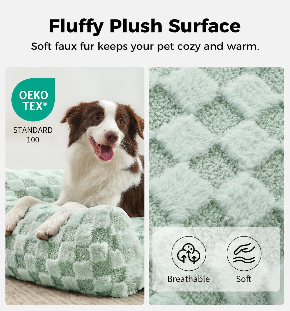 Medium Pet Sofa Bed with Sage Green Plaid Cover - Made4Pets