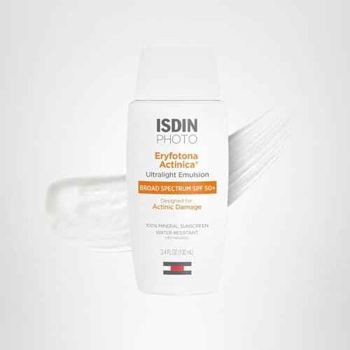 ISDIN Eryfotona Actinica Zinc Oxide and 100% Mineral Sunscreen Broad Spectrum SPF 50+, No White Cast, Suitable for Sensitive Skin, 3.4 Fl Oz