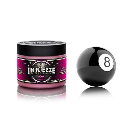 INK-EEZE Pink Tattoo Ointment for Artists and Aftercare, Essential Oils, Vegan, Cruelty Free, Made in USA, Bubble Gum, 6oz