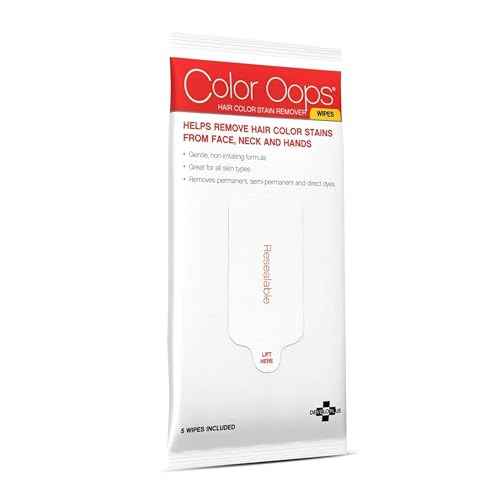 Color Oops Hair Color Remover Wipes, 5 Count, Coconut Oil Base Quickly and Gently Removes Temporary, Semi-Permanent, & Permanent Hair Color Stains From Your Skin, Cruelty Free