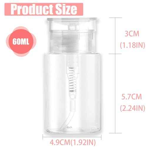 3 Pack Push Down Pump Dispenser, Empty Push Top Bottles Containers for Nail Polish Makeup Remover Micellar Water Essence Dish Facial Toner 2oz/60ML