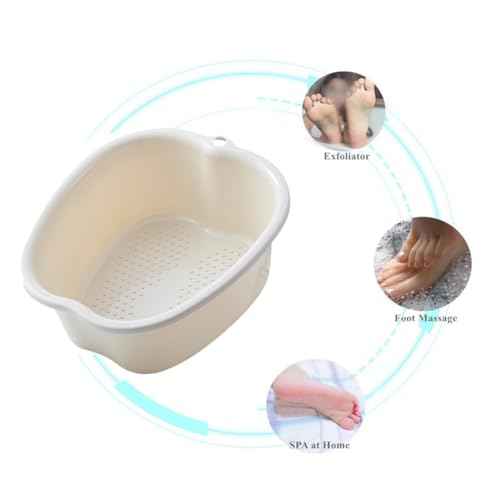 Foot Soaking Tub Large Size Foot Basin Sturdy Soaking Feet Bucket Massager Tub Exfoliation Callus Pedicure Foots Spa Bath Bucket for Women and Men (White)