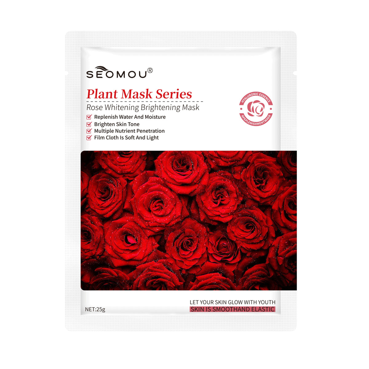 Rose Face Mask - 10 Sheets Facial Care Sheet Mask for Hydration & Brightening