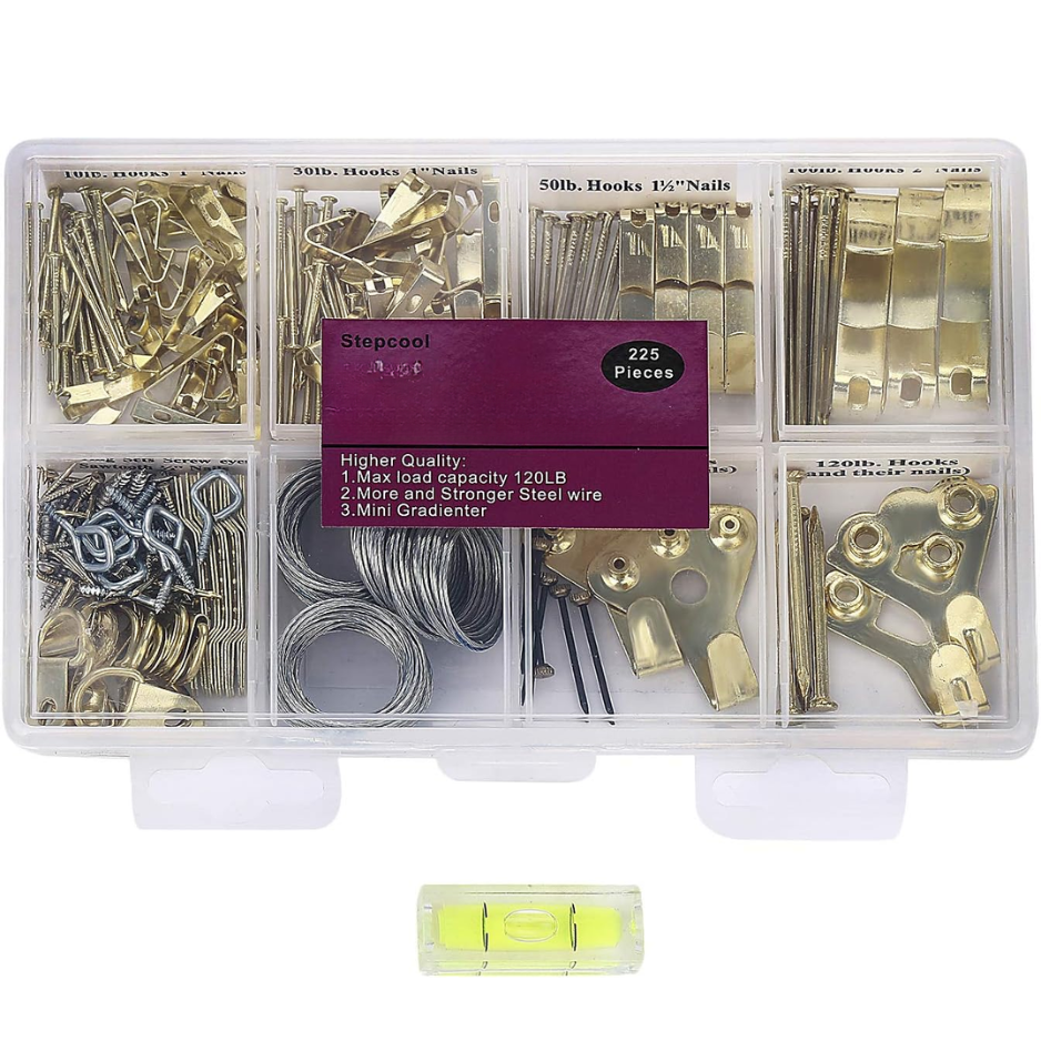 225-Piece Heavy Duty Picture Hanging Kit with Hooks & Wire