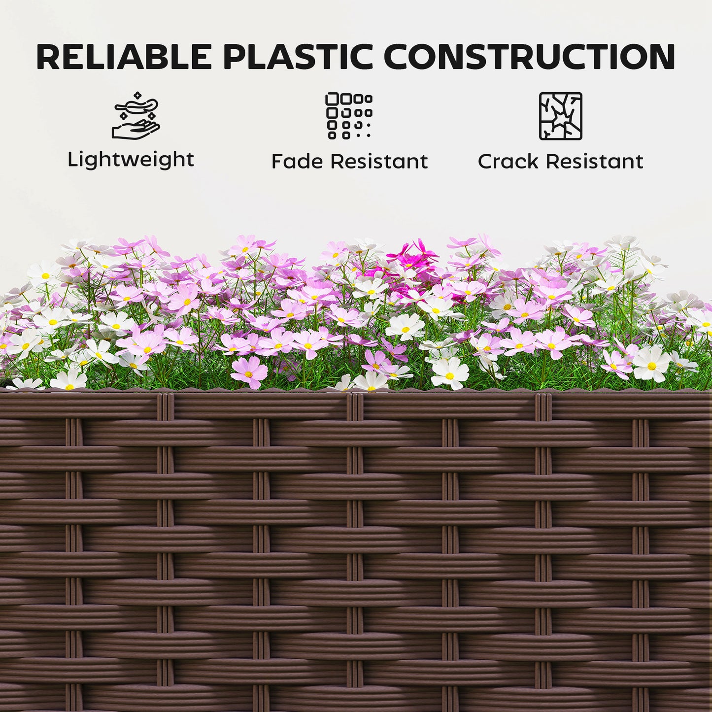 Self Watering Raised Garden Bed with Trellis and Lockable Wheels Brown 510x610mm