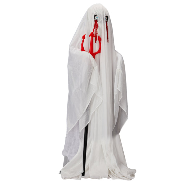 4.3ft Sound-Activated Halloween Ghost Animatronic with Trident