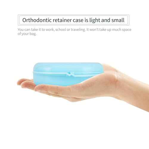 Annhua Dental Mouthguard Container Orthodontic Retainer Case with Vent Holes, Denture Holder Box Clear Aligner Case Slim for Household|Travel|Office - Bluish - Light & Easy to Carry