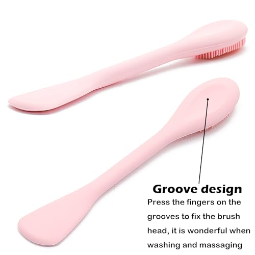 Facial Cleansing Brush, 2 in 1 Silicone Face Mask Brush & Face Scrubber, For Exfoliating, Massaging, Remove Blackheads, Makeup Skincare Removal, Applicator for Mud, Clay, Body Lotion, DIY Mask