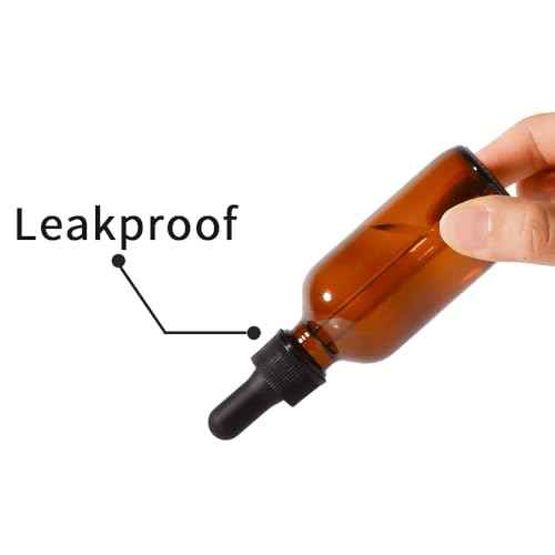 Dropper Bottle,2 oz 4 Pack Glass Droppers Bottle for Oils Eye Dropper Small Travel Oil Amber Dropper with 1 Funnel & 6 Labels - Essential Oils Bottles Tincture Bottles With Dropper Leakproof