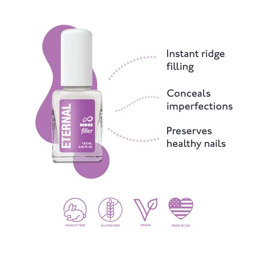 Eternal Ridge Filler Base Coat Nail Polish? 13.5 mL Clear Nail Primer Treatment - Ridge Filling Base Coat Strengthener for Nail Strength & Repair of Hard, Thin, Dry & Ridged Fingernails - 1 Unit