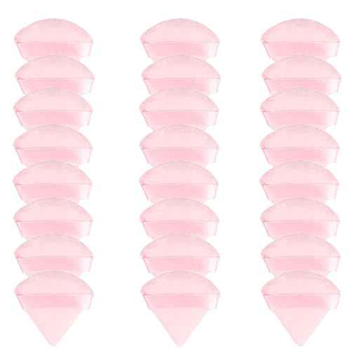 24 Pcs Triangle Powder Puff, Cotton Makeup Puff, Washable Face Powder Puff (24LP), Christmas Gifts Stocking Stuffers for Women Girls