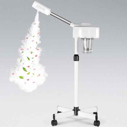 Nova Microdermabrasion Professional Facial Steamer On Wheels Ionic Ozone with Hot Mist Function Stand Facial Steamer for Personal Home Salon Spa Skin Cleaning