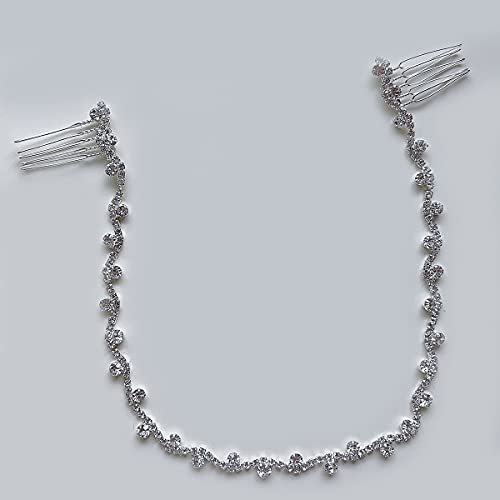 Asphire Vintage Crystal Headband with Side Combs Sparkling Rhinestone Head Chain Iced Out Hair Vine Prom Party Festival Hair Accessories for Women, Silver