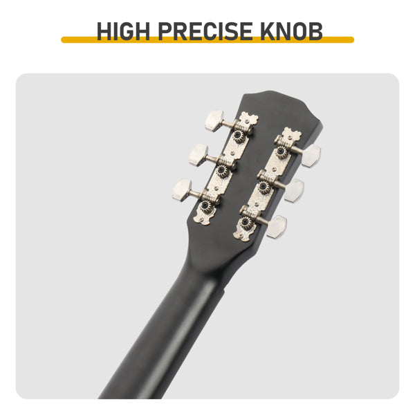 41-Inch Matte Black Acoustic Guitar with Accessories