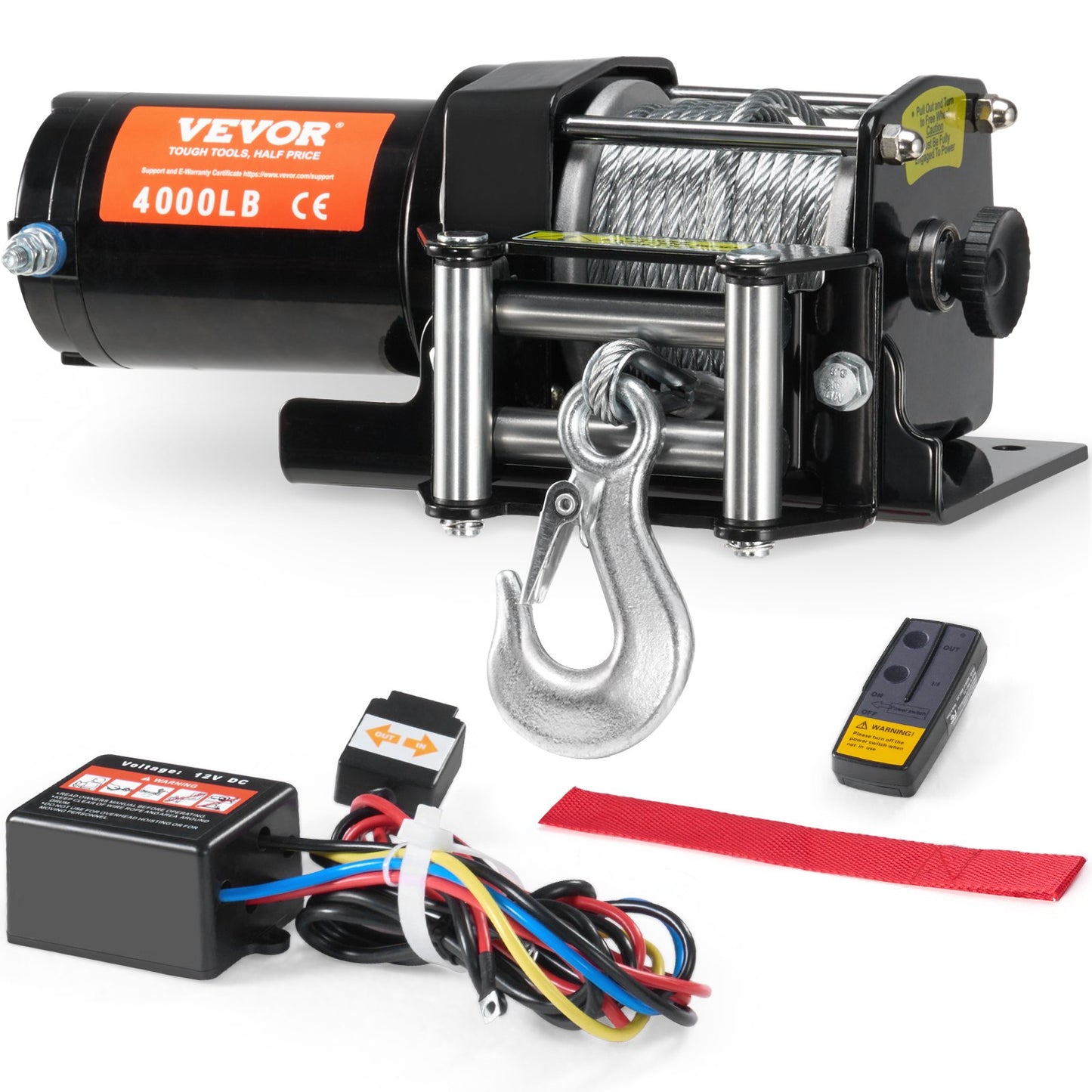 4000Lb Electric Winch for ATV UTV Off-Road Recovery Waterproof Steel Cable