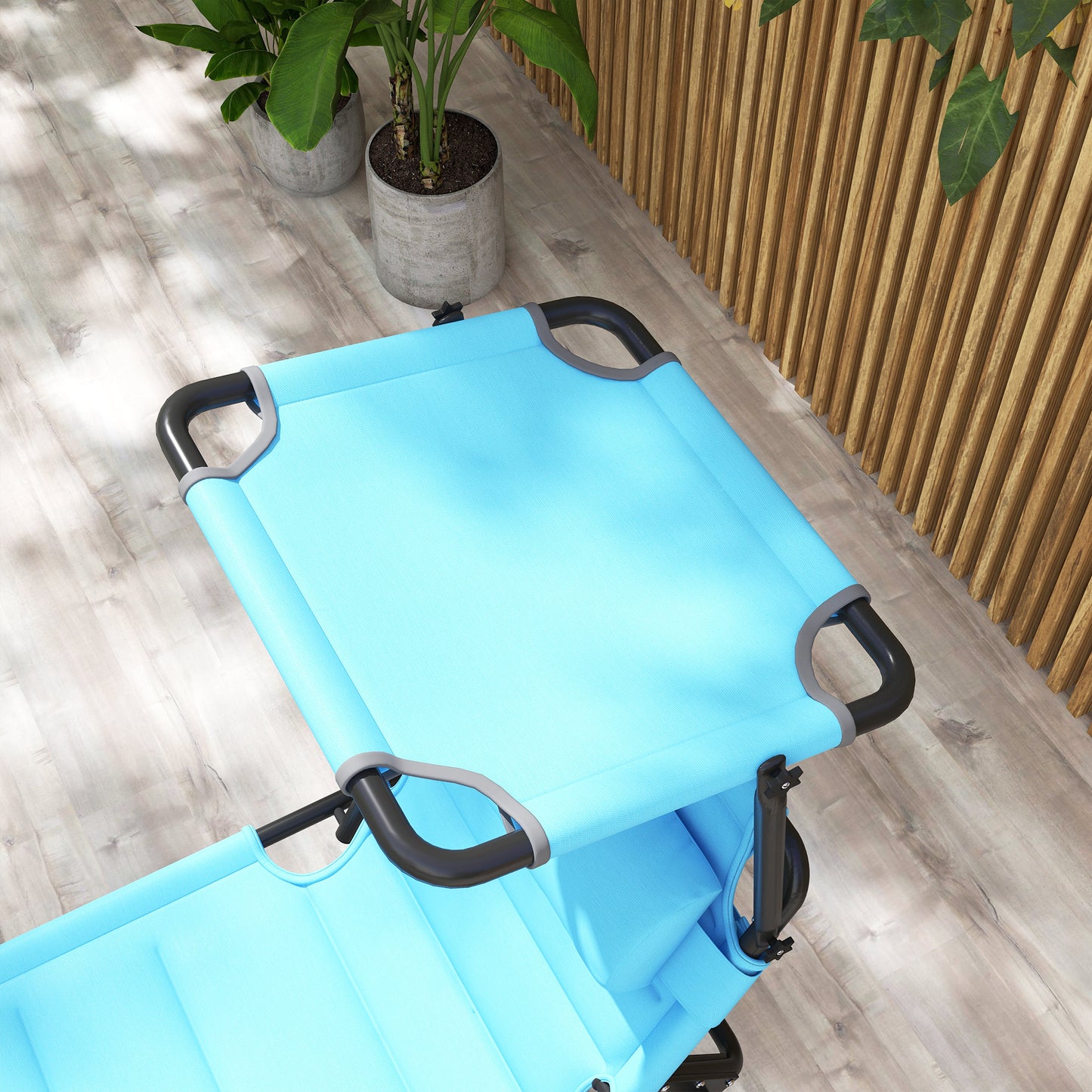 Adjustable Folding Lounge Chair with Sun Shade - Light Blue