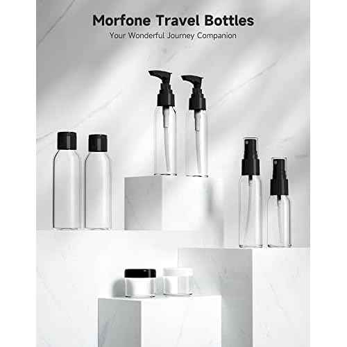 Morfone Travel Bottles Kits -TSA Approved Travelling Size Containers for Toiletries Leak Proof Refillable Liquid Travel Essentials with Toiletry Bag for Cosmetic Shampoo Conditioner Lotion