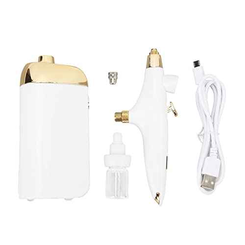 Oxygen Facial Airbrush Portable Makeup Skin Care Nano Mist Sprayer Device with Adjustable Atomization for Beauty Salon Home Use ABS Material 5ml Liquid Cup (White Set)