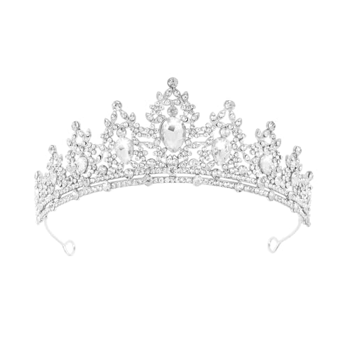 WOVOWOVO Princess Crown Queen Birthday Tiara for Women Girls, Silver Crystal Tiaras and Crowns Headband Hair Accessories for Bride Wedding Halloween Costume Party Prom Christmas Gifts