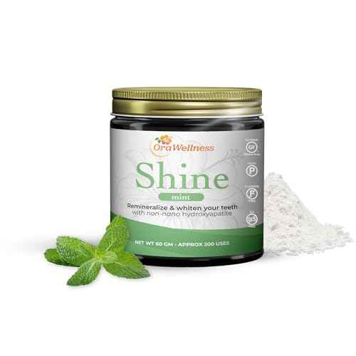 OraWellness Shine Remineralizing Tooth Powder with Hydroxyapatite, Made in The USA, Fluoride Free Tooth Repair, Natural Teeth Whitening Powder, Teeth Polish & Stain Remover, Mint